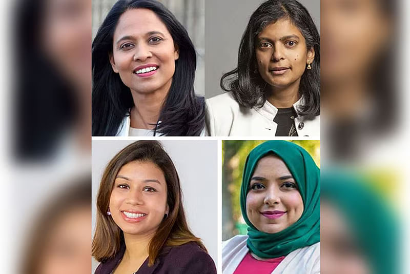 (Clockwise) Combination of photos shows Rushanara Ali, Rupa Huq, Apsana Begum and Tulip Siddiq.